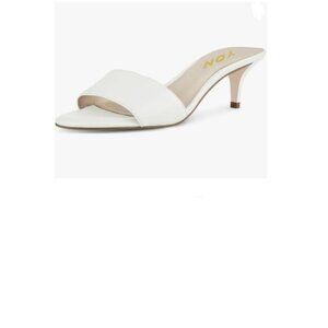 YDN White Women's Comfy Kitten Low Heel Mules Slip on Clog Sandals Open Toe